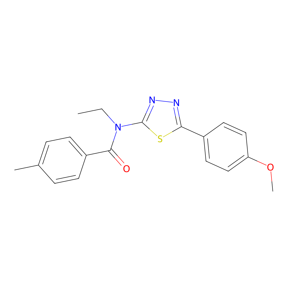 N-ethyl-N-[5-(4-methoxyphenyl)-1,3,4-thiadiazol-2-yl]-4-methylbenzamide molecular structure, CAS 487026-02-8