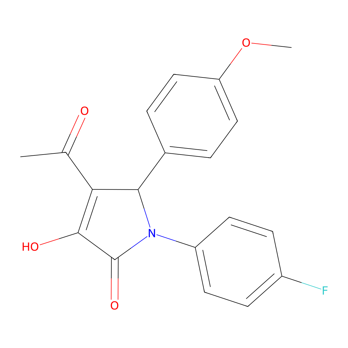 3-acetyl-1-(4-fluorophenyl)-4-hydroxy-2-(4-methoxyphenyl)-2H-pyrrol-5-one molecular structure, CAS 487026-08-4