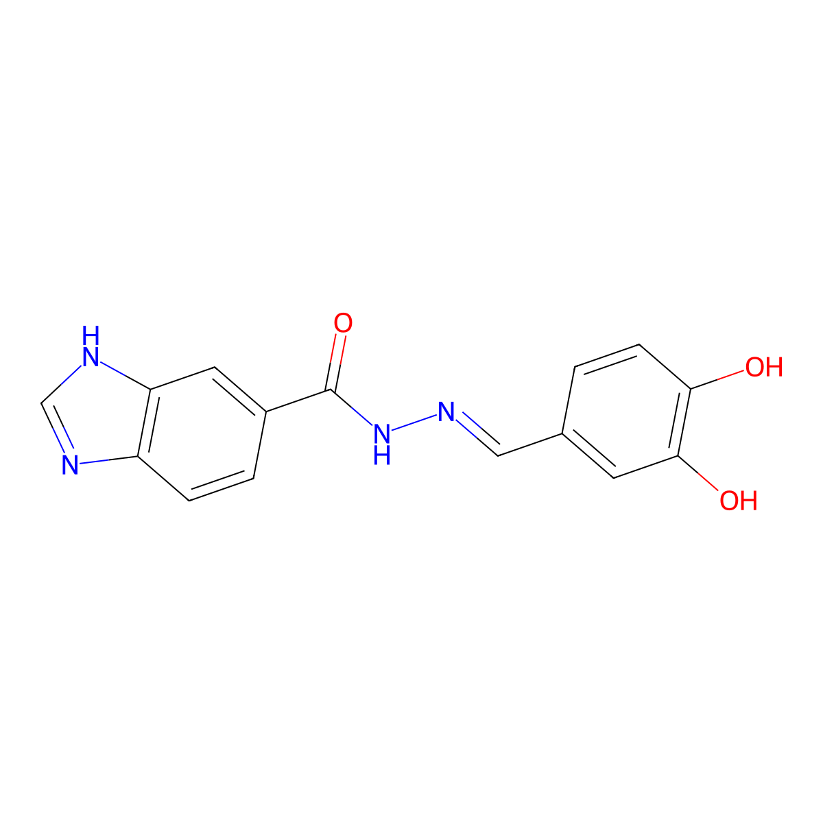 N'-(3,4-Dihydroxybenzylidene)-1H-benzimidazole-6-carbohydrazide molecular structure, CAS 487026-67-5