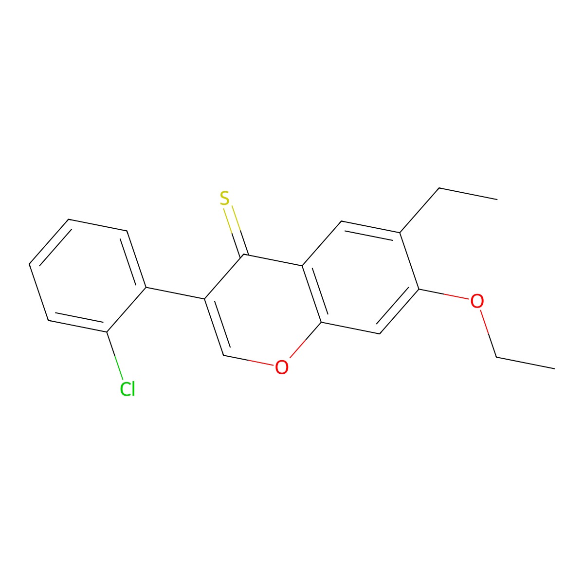 3-(2-chlorophenyl)-7-ethoxy-6-ethyl-4H-chromene-4-thione molecular structure, CAS 487030-48-8