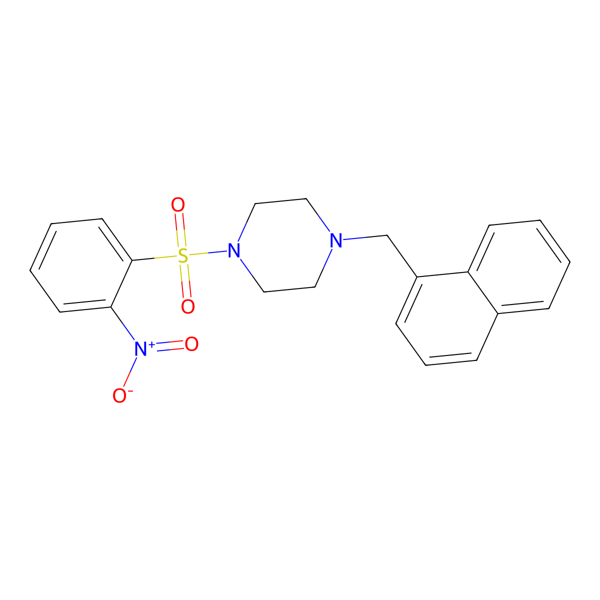 1-(Naphthalen-1-ylmethyl)-4-(2-nitrophenyl)sulfonylpiperazine molecular structure, CAS 487030-75-1