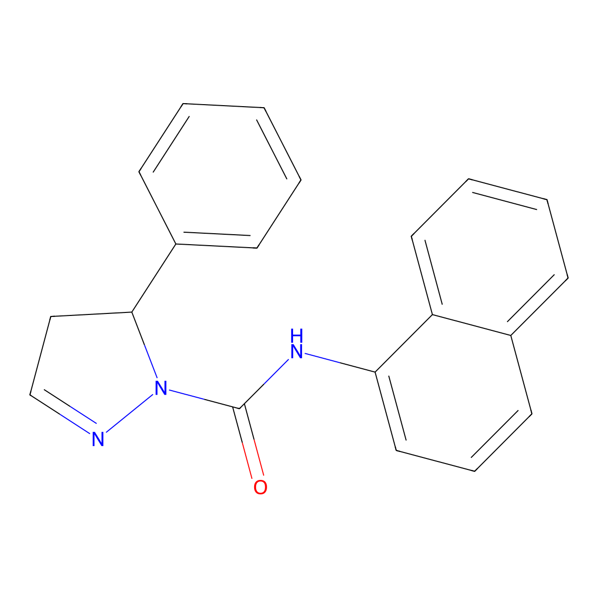 N-(naphthalen-1-yl)-5-phenyl-4,5-dihydro-1H-pyrazole-1-carboxamide molecular structure, CAS 487030-82-0