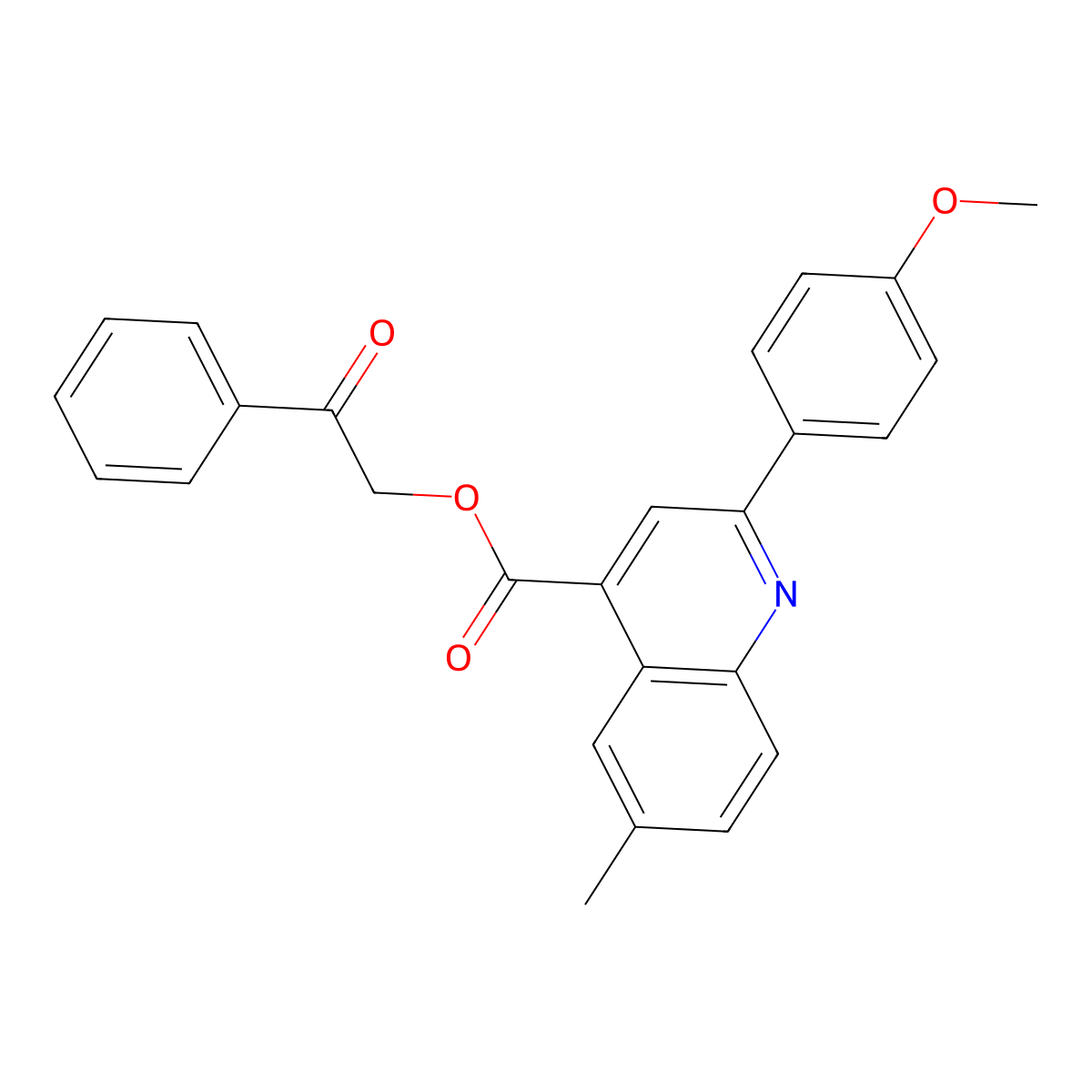 2-Oxo-2-phenylethyl 2-(4-methoxyphenyl)-6-methylquinoline-4-carboxylate molecular structure, CAS 487030-98-8