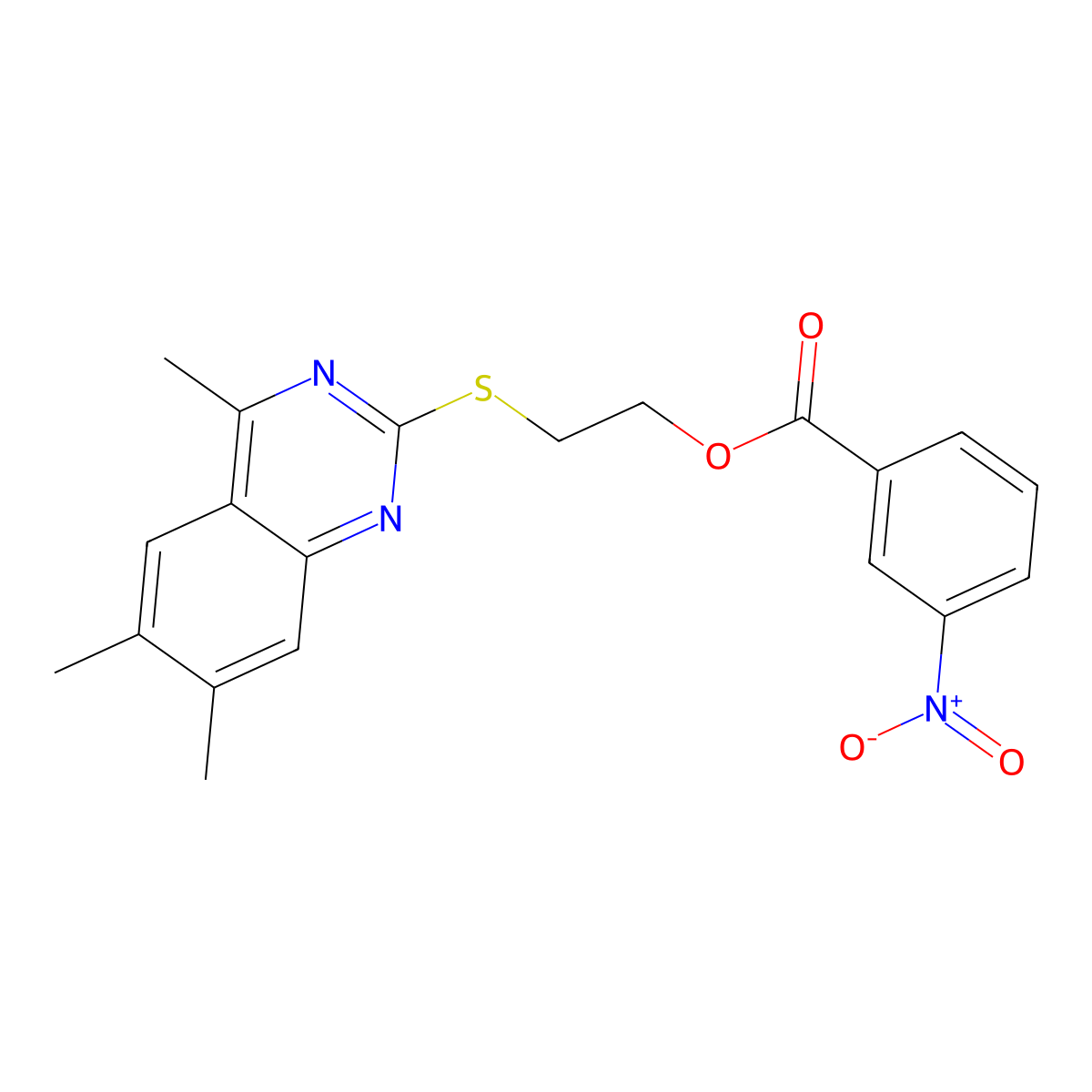 2-[(4,6,7-Trimethylquinazolin-2-yl)sulfanyl]ethyl 3-nitrobenzoate molecular structure, CAS 487031-44-7
