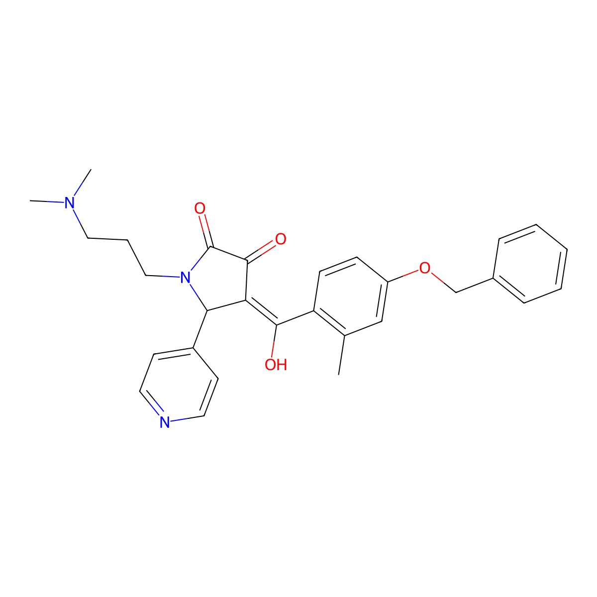 4-[4-(benzyloxy)-2-methylbenzoyl]-1-[3-(dimethylamino)propyl]-3-hydroxy-5-(pyridin-4-yl)-2,5-dihydro-1H-pyrrol-2-one molecular structure, CAS 487032-07-5