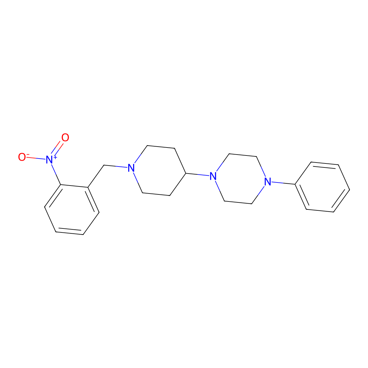 1-[1-[(2-Nitrophenyl)methyl]piperidin-4-yl]-4-phenylpiperazine molecular structure, CAS 487032-10-0