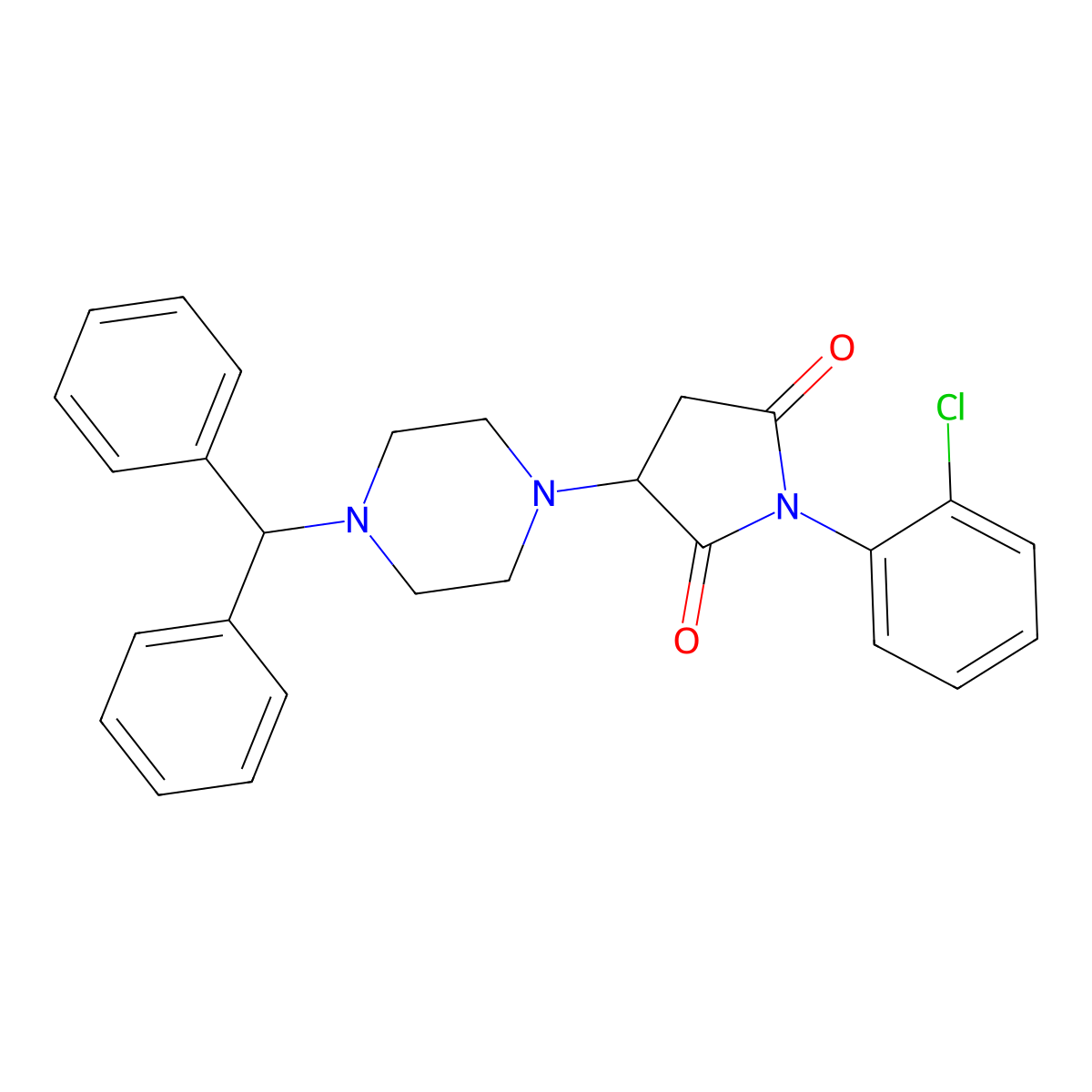 1-(2-Chlorophenyl)-3-[4-(diphenylmethyl)piperazin-1-yl]pyrrolidine-2,5-dione molecular structure, CAS 487032-24-6