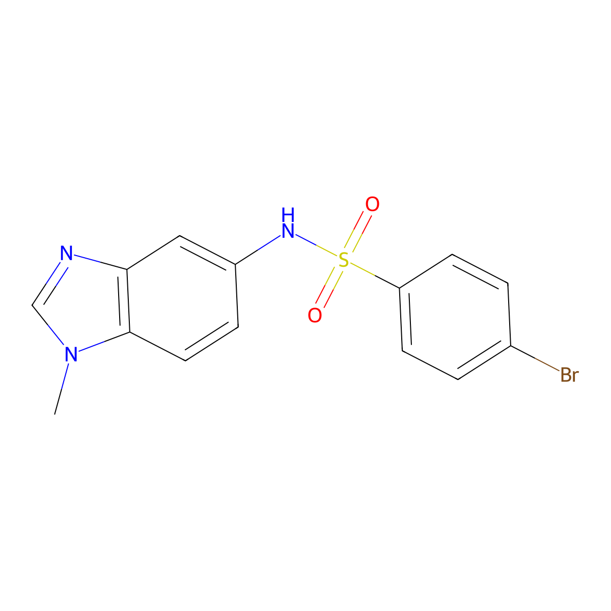 4-bromo-N-(1-methyl-1H-benzimidazol-5-yl)benzenesulfonamide molecular structure, CAS 487032-32-6