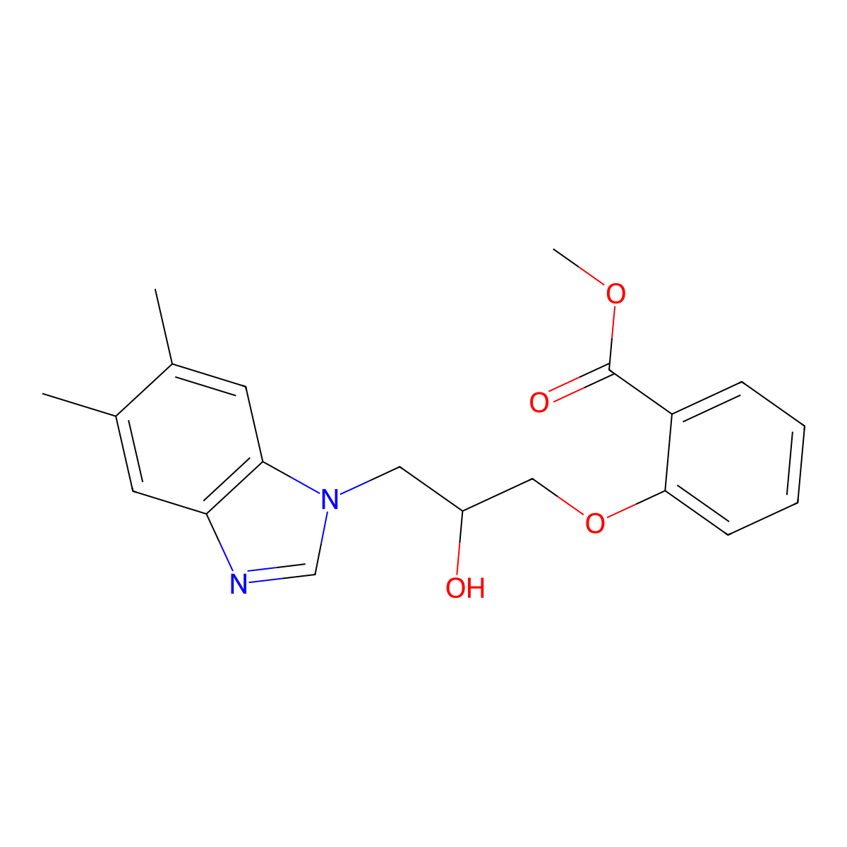 methyl 2-[3-(5,6-dimethyl-1H-benzimidazol-1-yl)-2-hydroxypropoxy]benzoate molecular structure, CAS 487032-44-0