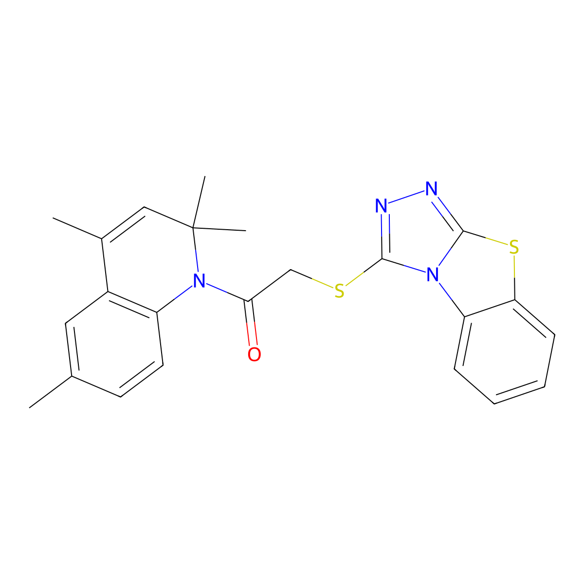 1-(2,2,4,6-tetramethylquinolin-1(2H)-yl)-2-([1,2,4]triazolo[3,4-b][1,3]benzothiazol-3-ylsulfanyl)ethanone molecular structure, CAS 487032-54-2