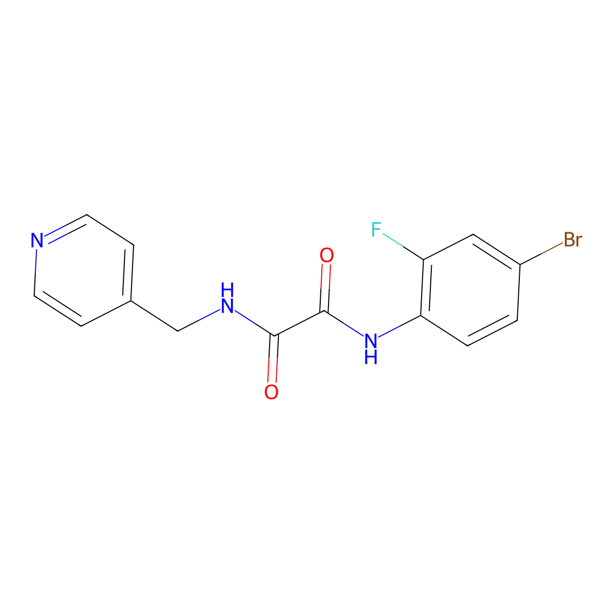 N'-(4-bromo-2-fluorophenyl)-N-(pyridin-4-ylmethyl)oxamide molecular structure, CAS 487032-69-9