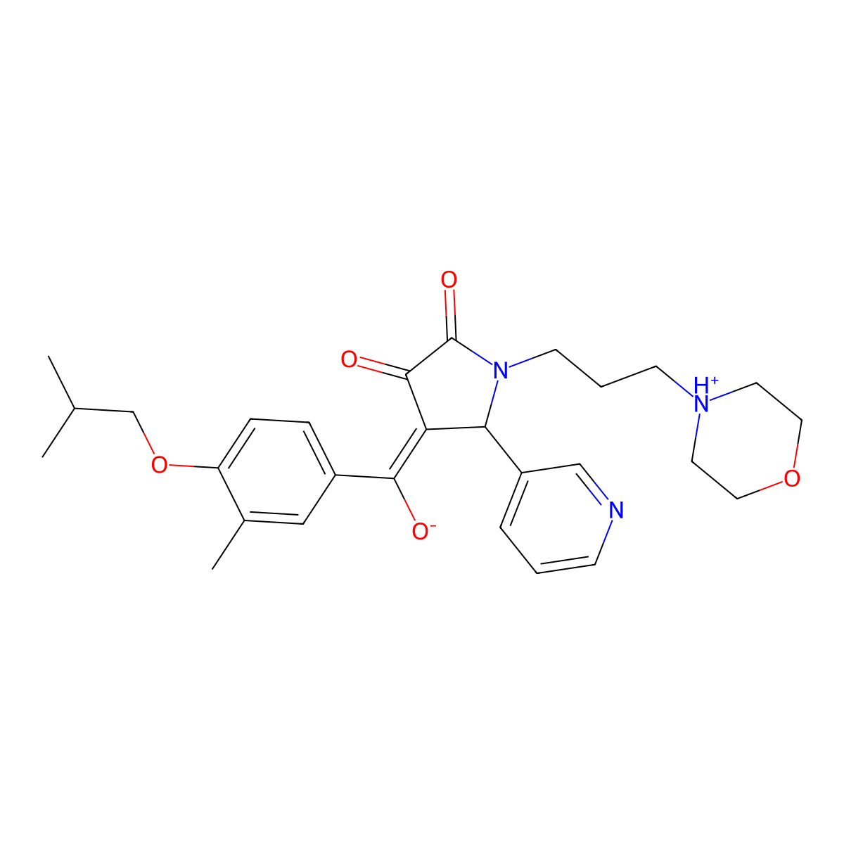 3-hydroxy-4-[3-methyl-4-(2-methylpropoxy)benzoyl]-1-[3-(morpholin-4-yl)propyl]-5-(pyridin-3-yl)-2,5-dihydro-1H-pyrrol-2-one molecular structure, CAS 487032-84-8