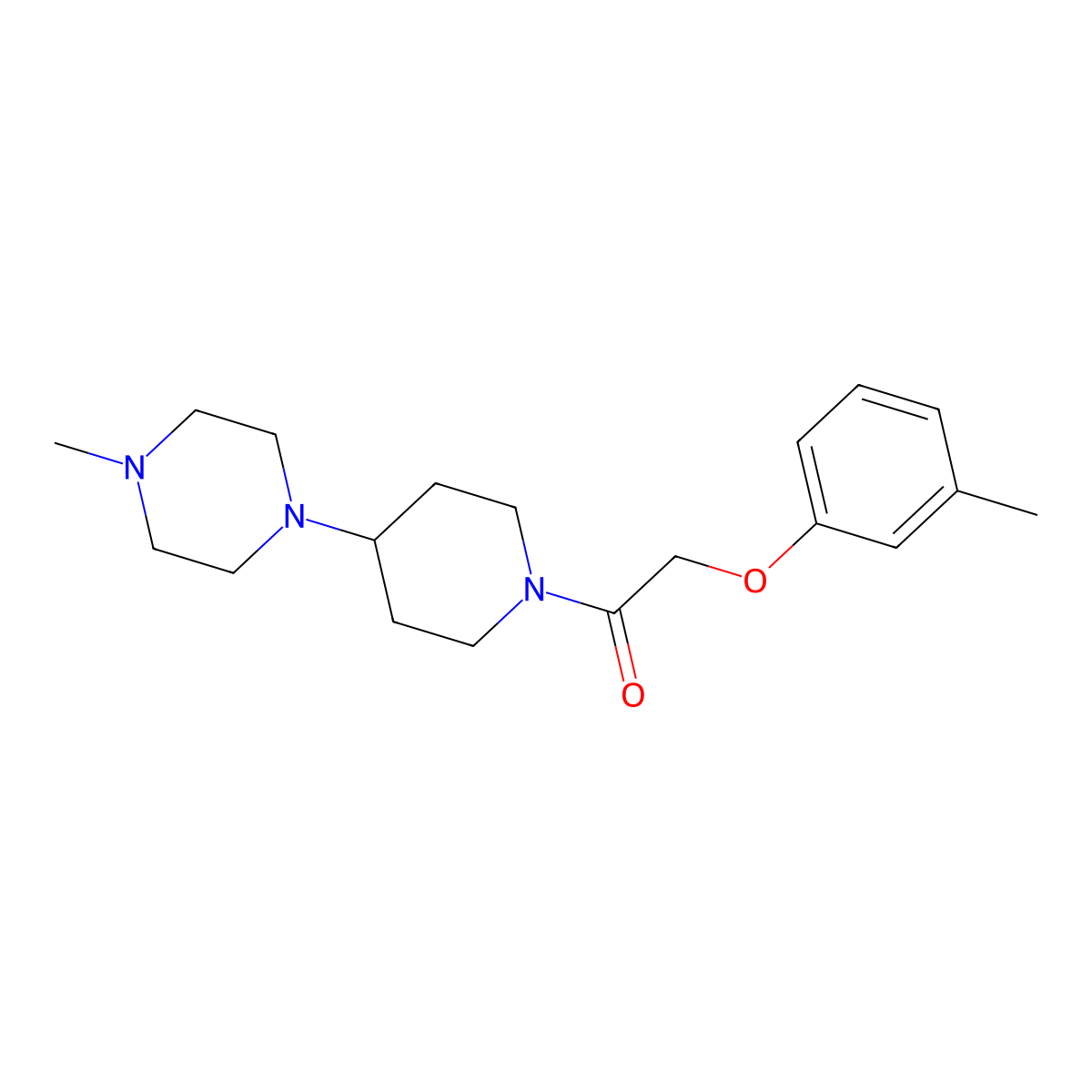 2-(3-Methylphenoxy)-1-[4-(4-methylpiperazin-1-yl)piperidin-1-yl]ethanone molecular structure, CAS 487032-94-0