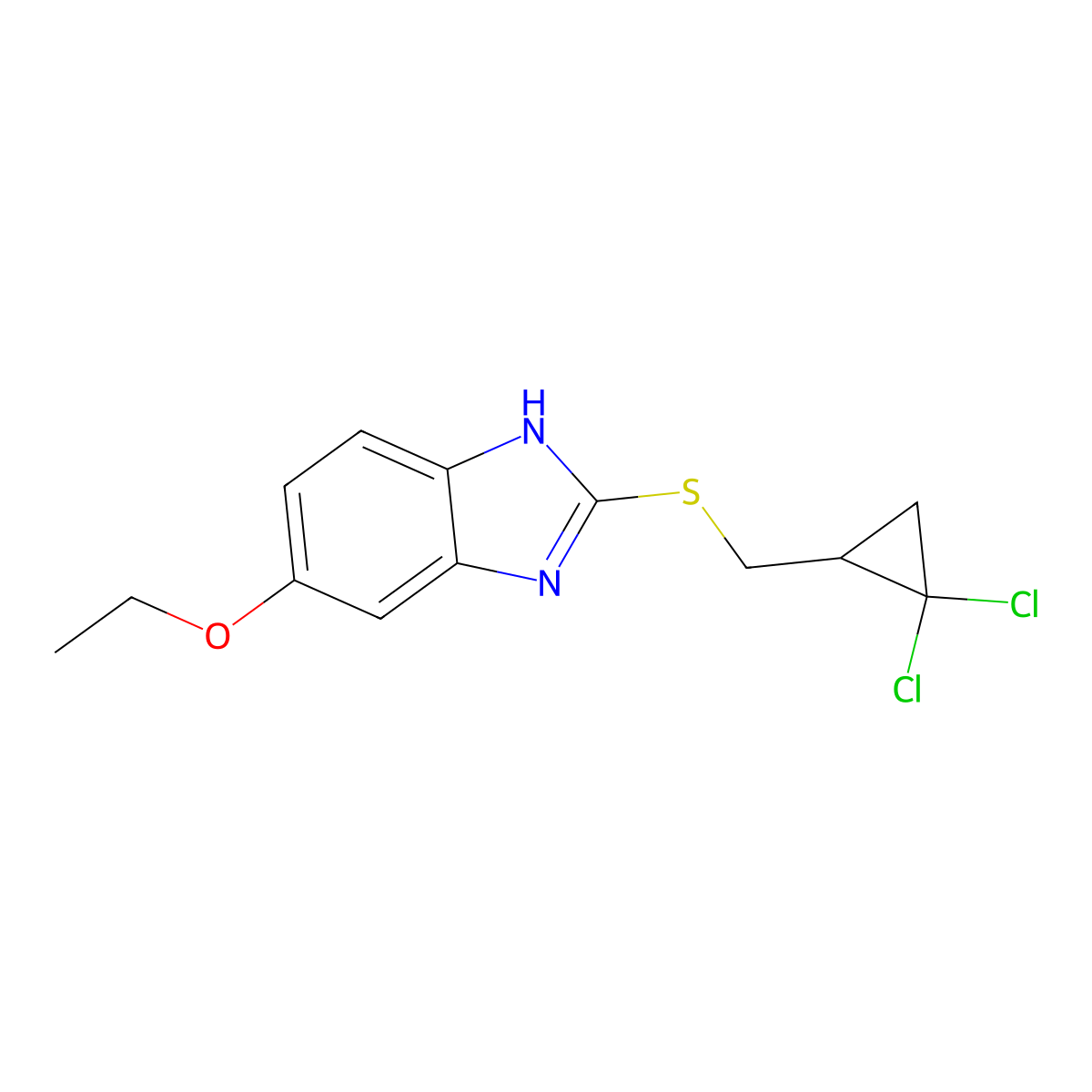2-[(2,2-dichlorocyclopropyl)methylsulfanyl]-6-ethoxy-1H-benzimidazole molecular structure, CAS 487032-95-1