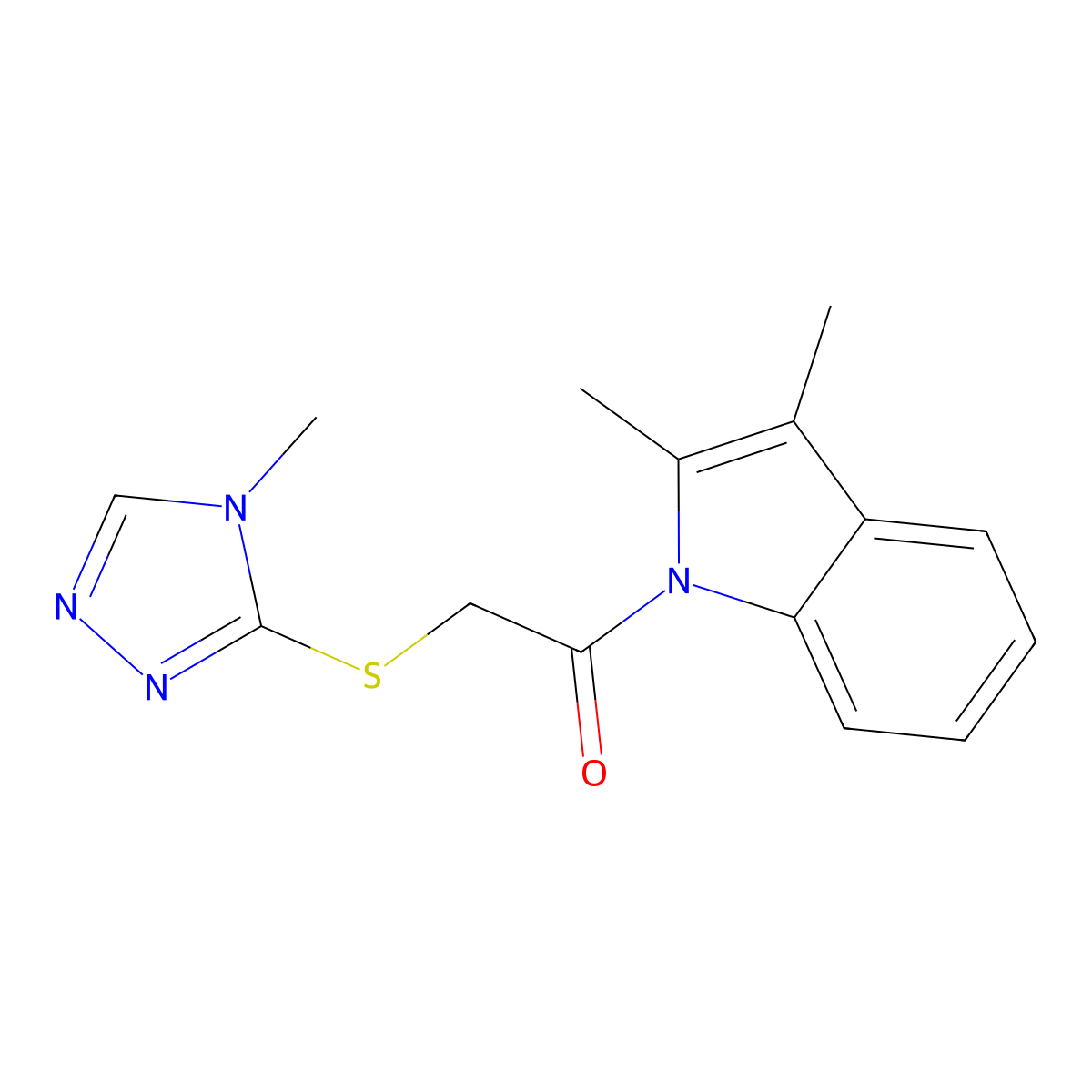 1-(2,3-dimethyl-1H-indol-1-yl)-2-[(4-methyl-4H-1,2,4-triazol-3-yl)sulfanyl]ethanone molecular structure, CAS 487033-92-1