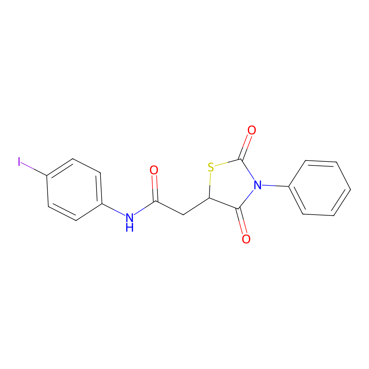 2-(2,4-dioxo-3-phenyl-1,3-thiazolidin-5-yl)-N-(4-iodophenyl)acetamide molecular structure, CAS 487033-94-3