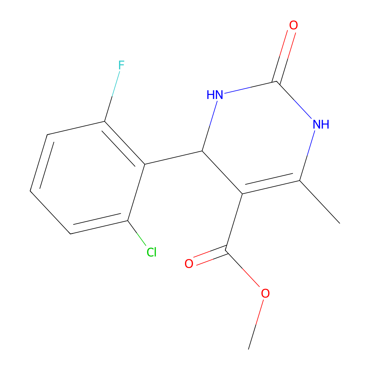 Methyl 4-(2-chloro-6-fluorophenyl)-6-methyl-2-oxo-1,2,3,4-tetrahydropyrimidine-5-carboxylate molecular structure, CAS 487034-05-9