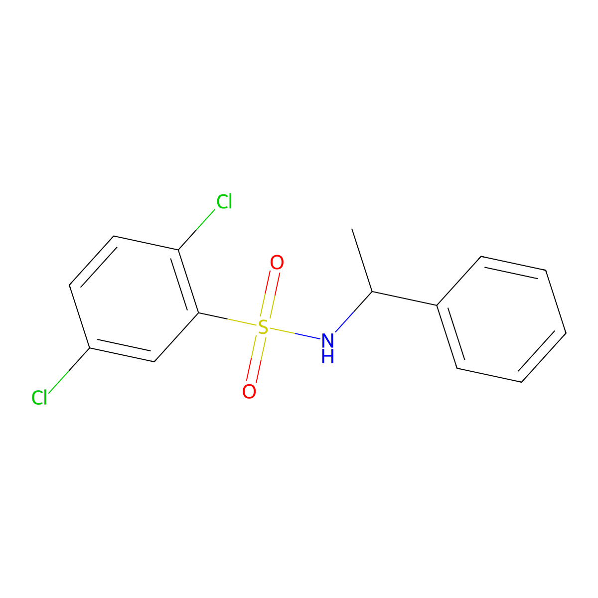 2,5-dichloro-N-[(1R)-1-phenylethyl]benzenesulfonamide molecular structure, CAS 487034-61-7