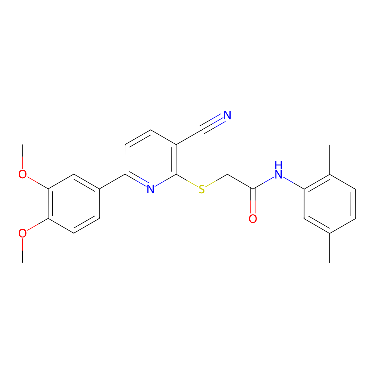 2-[3-cyano-6-(3,4-dimethoxyphenyl)pyridin-2-yl]sulfanyl-N-(2,5-dimethylphenyl)acetamide molecular structure, CAS 487035-40-5