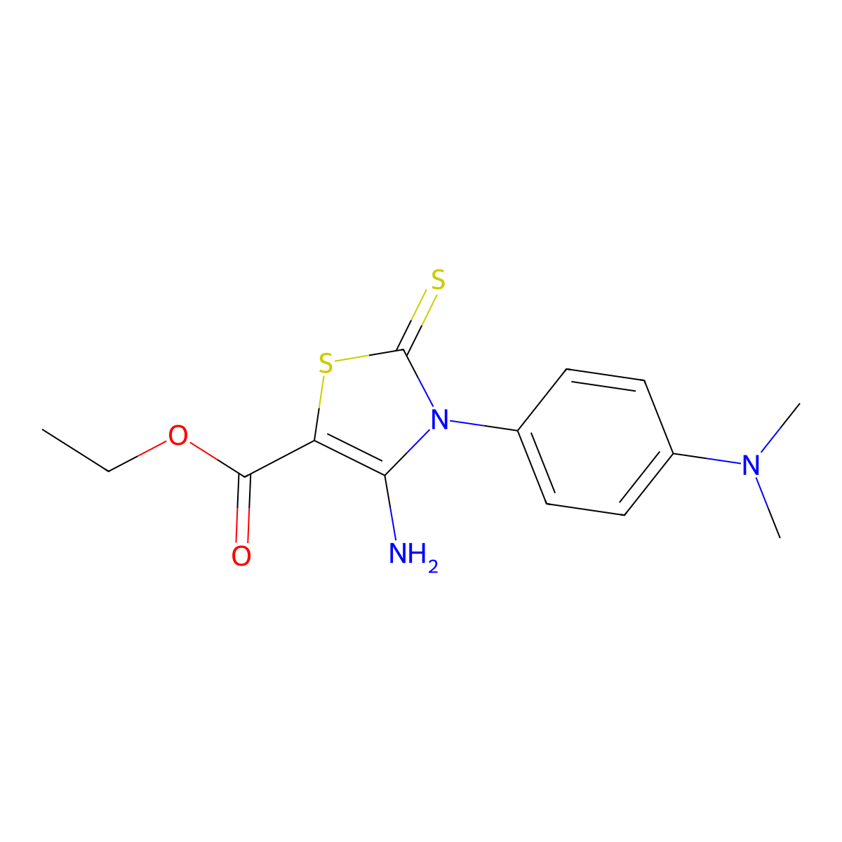 Ethyl 4-amino-3-[4-(dimethylamino)phenyl]-2-thioxo-2,3-dihydro-1,3-thiazole-5-carboxylate molecular structure, CAS 487035-72-3