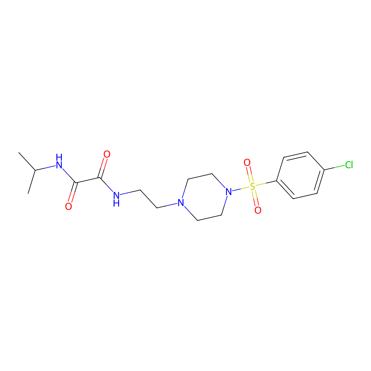 N~1~-(2-{4-[(4-chlorophenyl)sulfonyl]-1-piperazinyl}ethyl)-N~2~-isopropylethanediamide molecular structure, CAS 487036-10-2