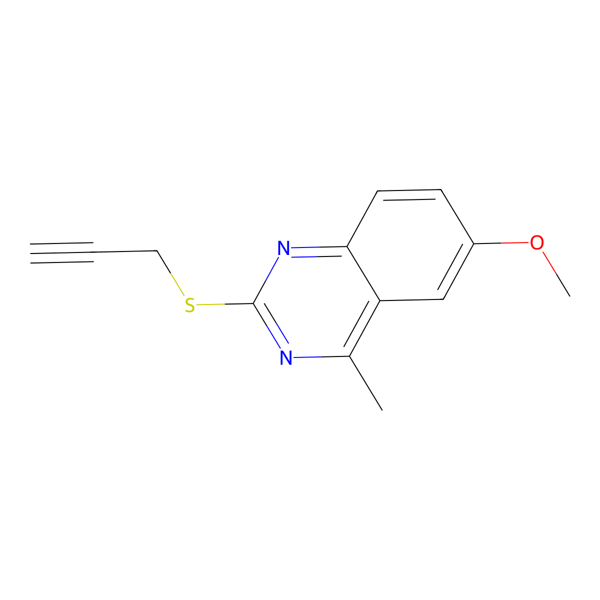 6-Methoxy-4-methyl-2-prop-2-ynylsulfanylquinazoline molecular structure, CAS 487036-11-3