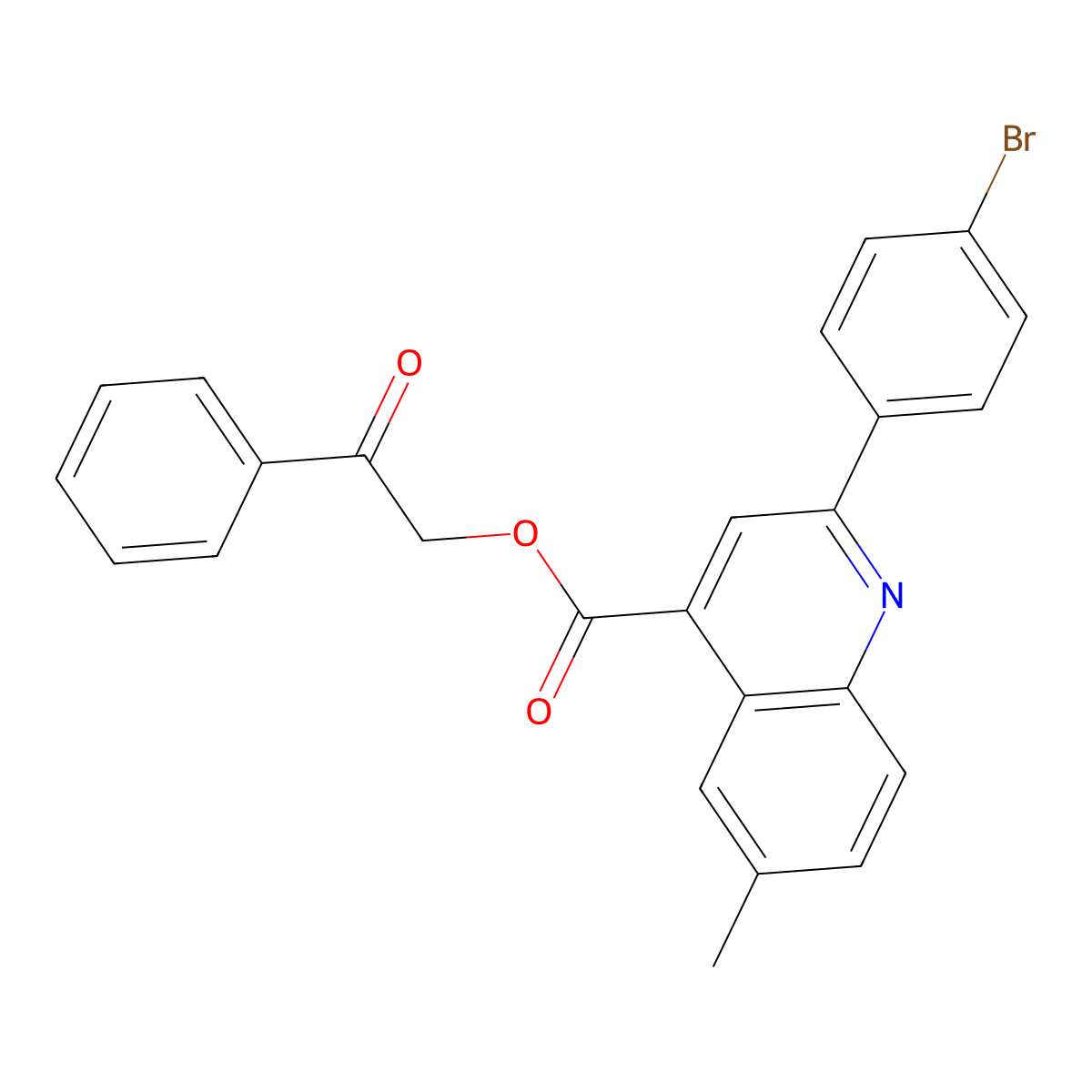 2-Oxo-2-phenylethyl 2-(4-bromophenyl)-6-methyl-4-quinolinecarboxylate molecular structure, CAS 487036-20-4