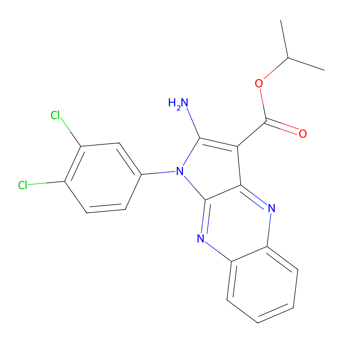Propan-2-yl 2-amino-1-(3,4-dichlorophenyl)pyrrolo[3,2-b]quinoxaline-3-carboxylate molecular structure, CAS 487036-34-0