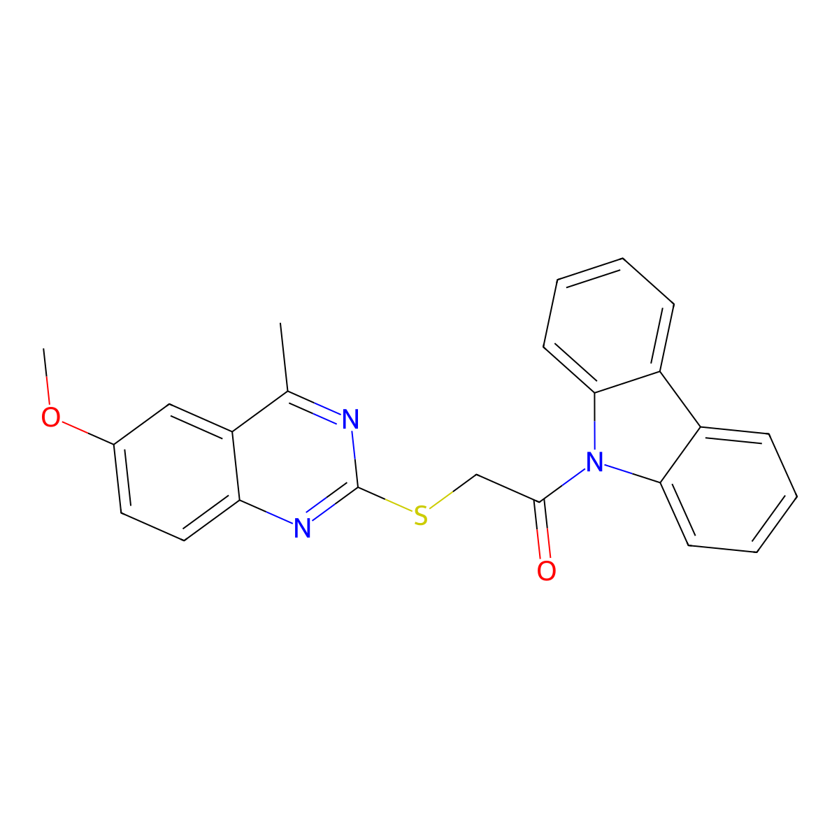 1-(9H-carbazol-9-yl)-2-[(6-methoxy-4-methylquinazolin-2-yl)sulfanyl]ethanone molecular structure, CAS 487036-36-2