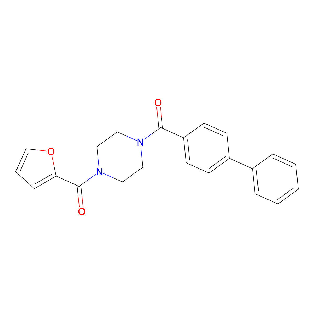 1-([1,1'-Biphenyl]-4-ylcarbonyl)-4-(2-furoyl)piperazine molecular structure, CAS 487036-45-3