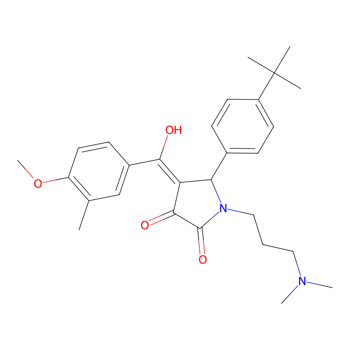 5-(4-tert-butylphenyl)-1-[3-(dimethylamino)propyl]-3-hydroxy-4-(4-methoxy-3-methylbenzoyl)-2,5-dihydro-1H-pyrrol-2-one molecular structure, CAS 487036-58-8