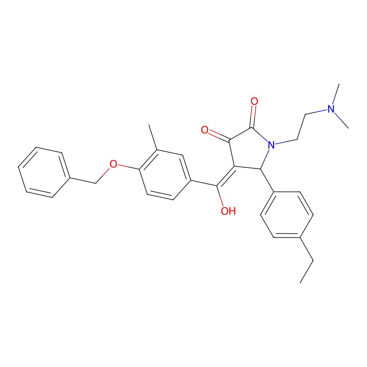 4-[4-(benzyloxy)-3-methylbenzoyl]-1-[2-(dimethylamino)ethyl]-5-(4-ethylphenyl)-3-hydroxy-2,5-dihydro-1H-pyrrol-2-one molecular structure, CAS 487036-68-0