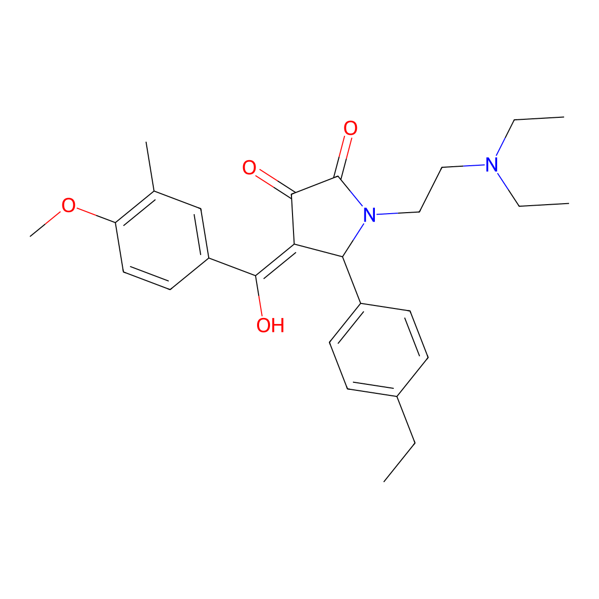 1-[2-(diethylamino)ethyl]-5-(4-ethylphenyl)-3-hydroxy-4-(4-methoxy-3-methylbenzoyl)-2,5-dihydro-1H-pyrrol-2-one molecular structure, CAS 487036-87-3