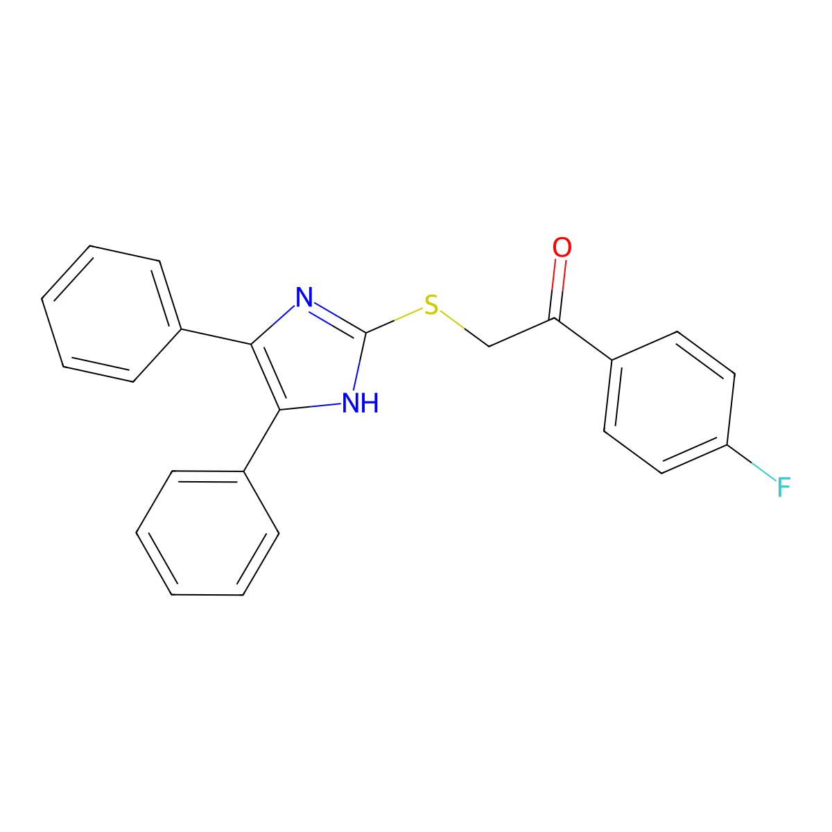 2-((4,5-diphenyl-1H-imidazol-2-yl)thio)-1-(4-fluorophenyl)ethanone molecular structure, CAS 487037-61-6
