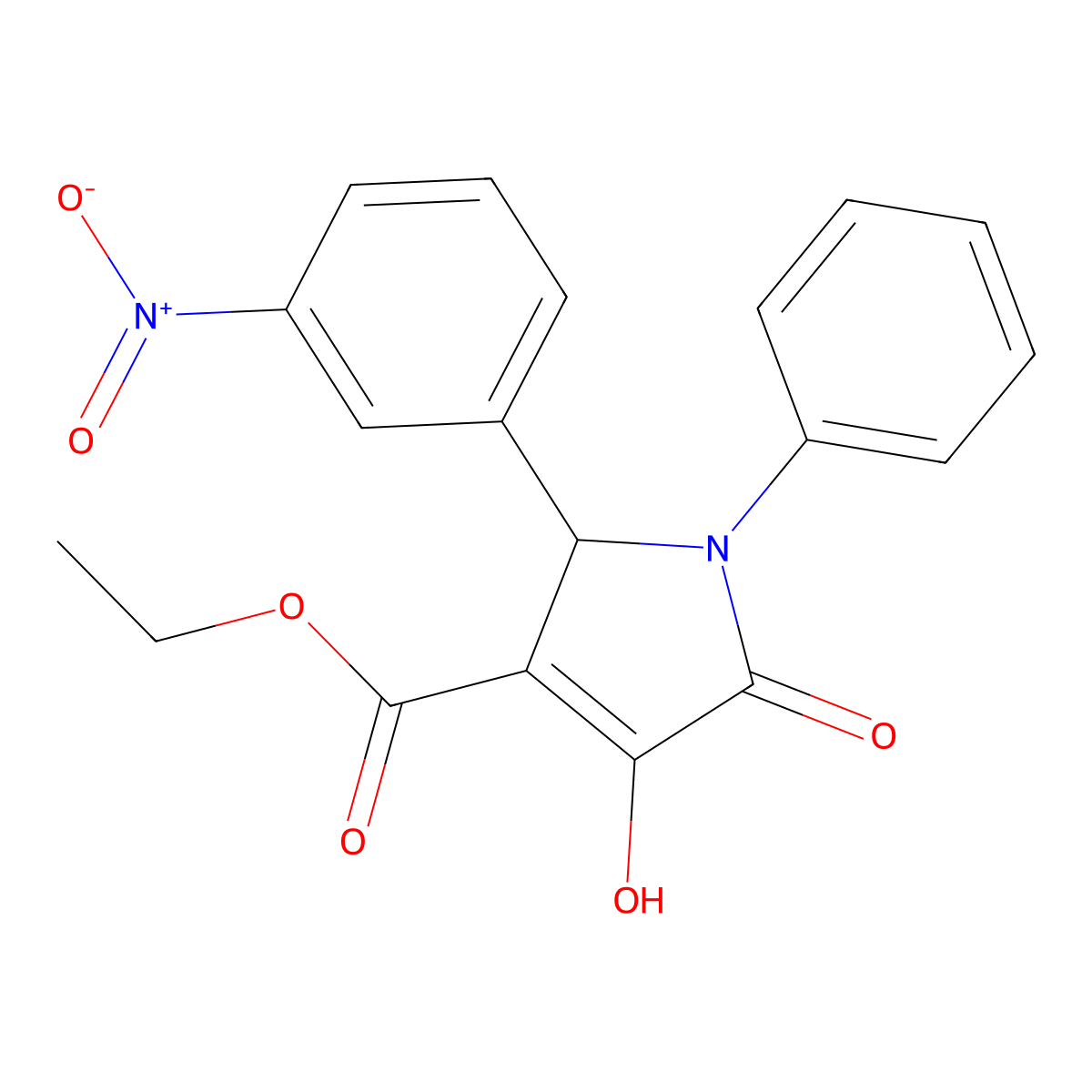 Ethyl 4-hydroxy-2-(3-nitrophenyl)-5-oxo-1-phenyl-2,5-dihydro-1h-pyrrole-3-carboxylate molecular structure, CAS 487038-26-6