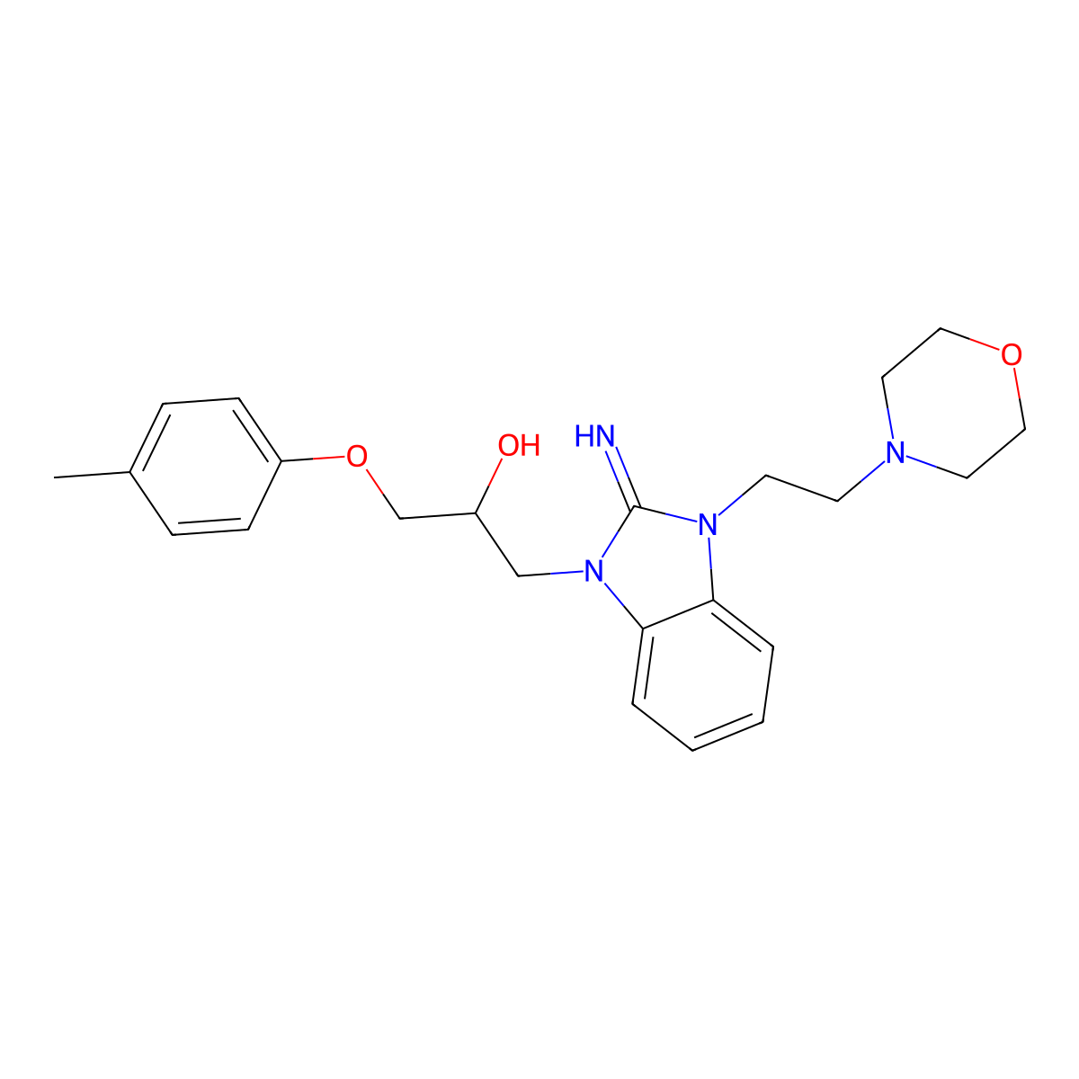 1-[2-Imino-3-(2-morpholin-4-ylethyl)benzimidazol-1-yl]-3-(4-methylphenoxy)propan-2-ol molecular structure, CAS 487038-32-4