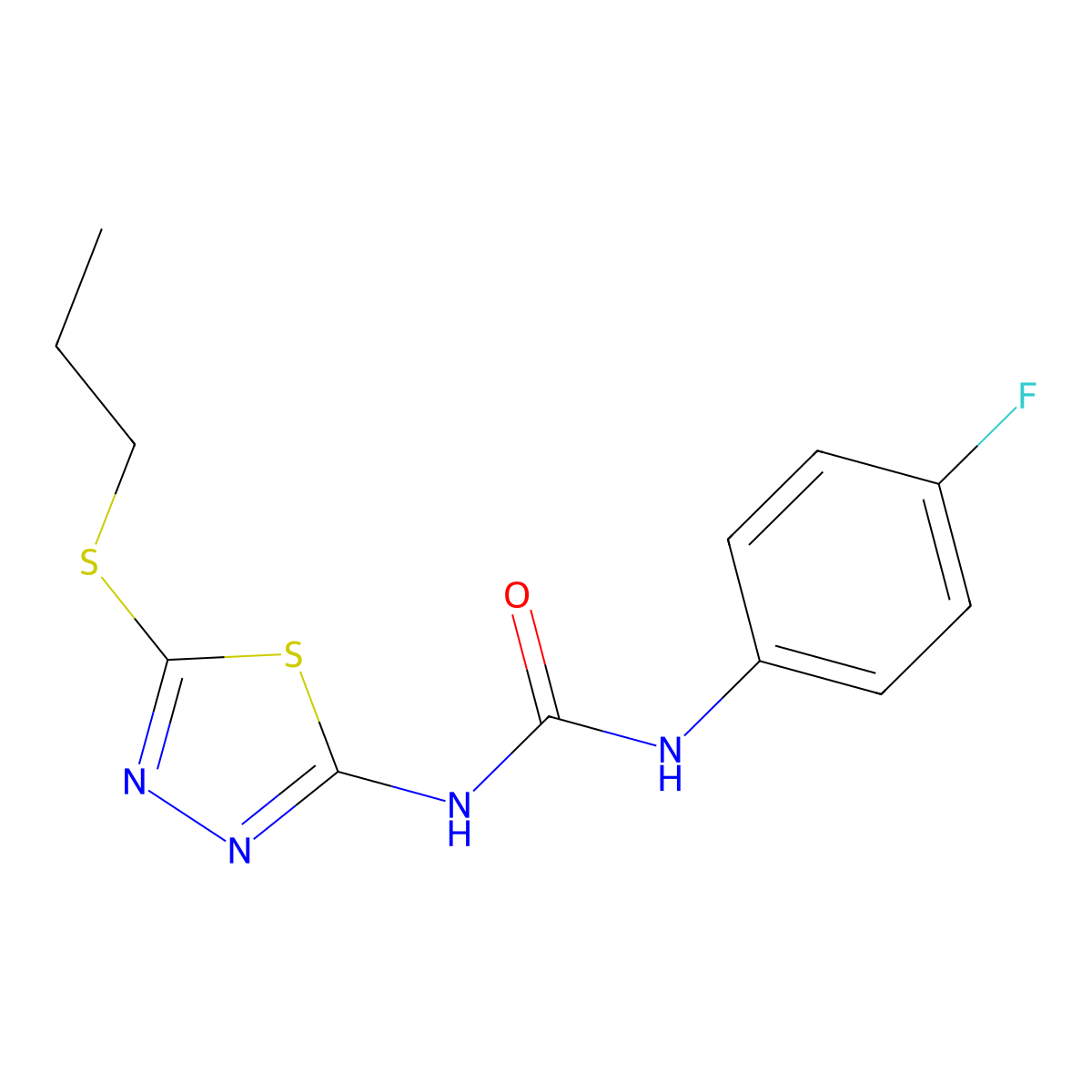 1-(4-Fluorophenyl)-3-(5-propylsulfanyl-1,3,4-thiadiazol-2-yl)urea molecular structure, CAS 487038-54-0