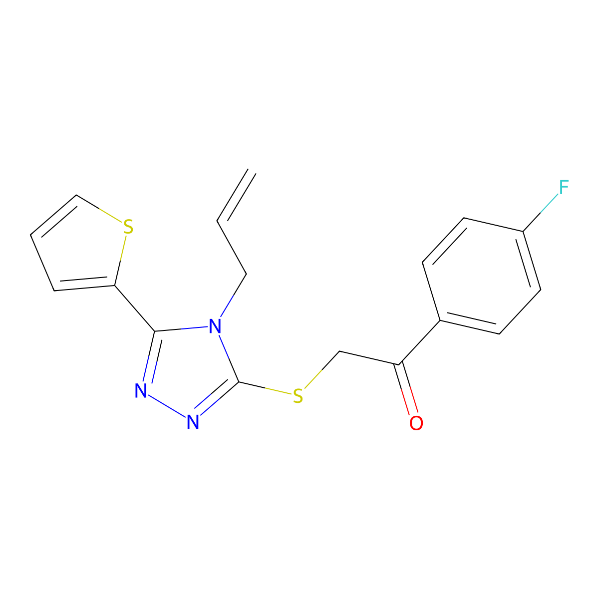 2-{[4-allyl-5-(2-thienyl)-4H-1,2,4-triazol-3-yl]thio}-1-(4-fluorophenyl)ethanone molecular structure, CAS 487038-62-0