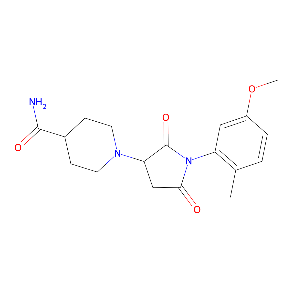 1-[1-(5-Methoxy-2-methylphenyl)-2,5-dioxopyrrolidin-3-yl]piperidine-4-carboxamide molecular structure, CAS 487038-76-6
