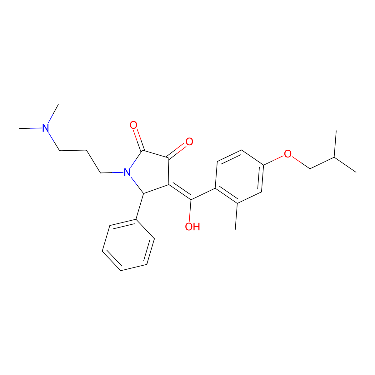 1-[3-(dimethylamino)propyl]-3-hydroxy-4-[2-methyl-4-(2-methylpropoxy)benzoyl]-5-phenyl-2,5-dihydro-1H-pyrrol-2-one molecular structure, CAS 487039-43-0