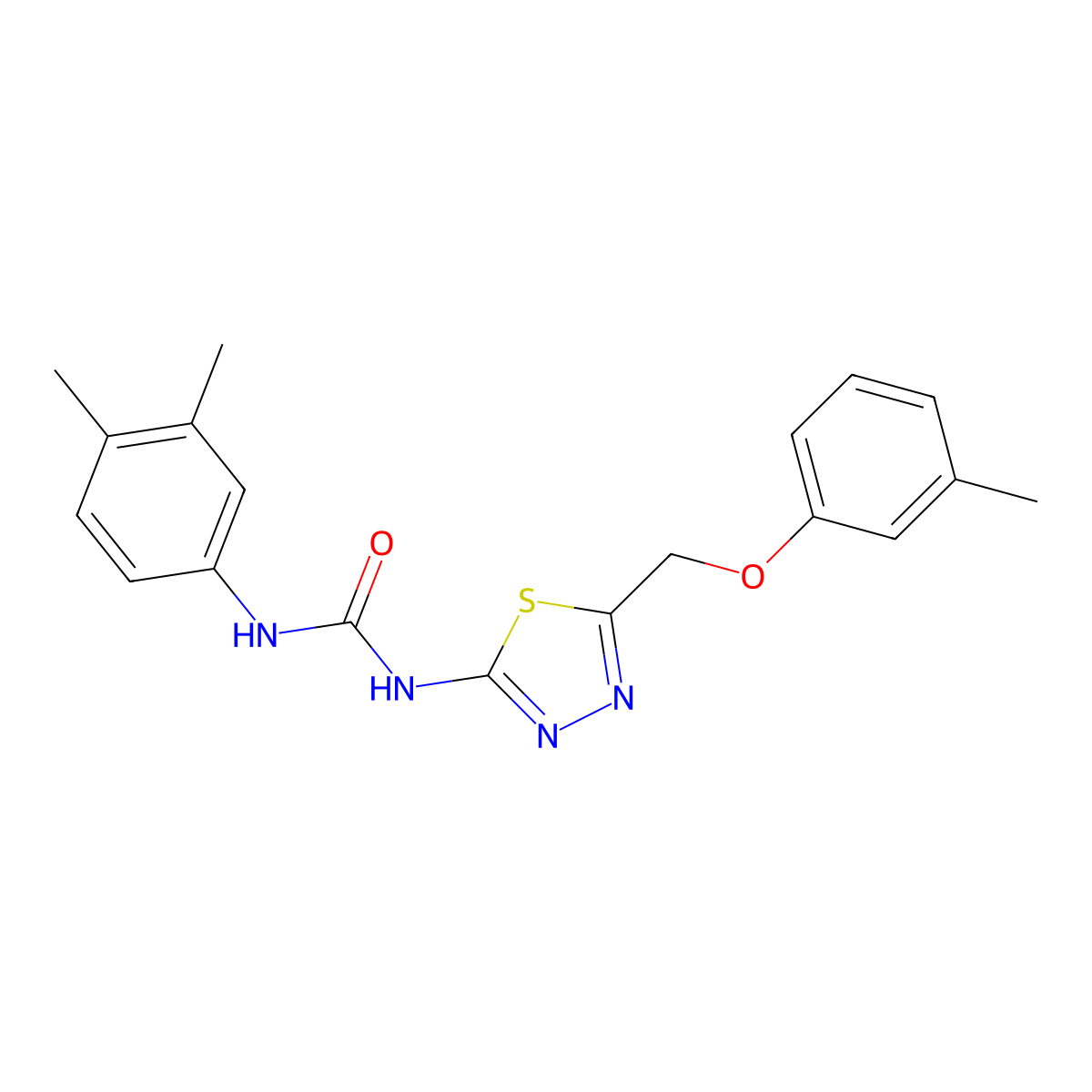 1-(3,4-Dimethylphenyl)-3-[5-[(3-methylphenoxy)methyl]-1,3,4-thiadiazol-2-yl]urea molecular structure, CAS 487039-72-5