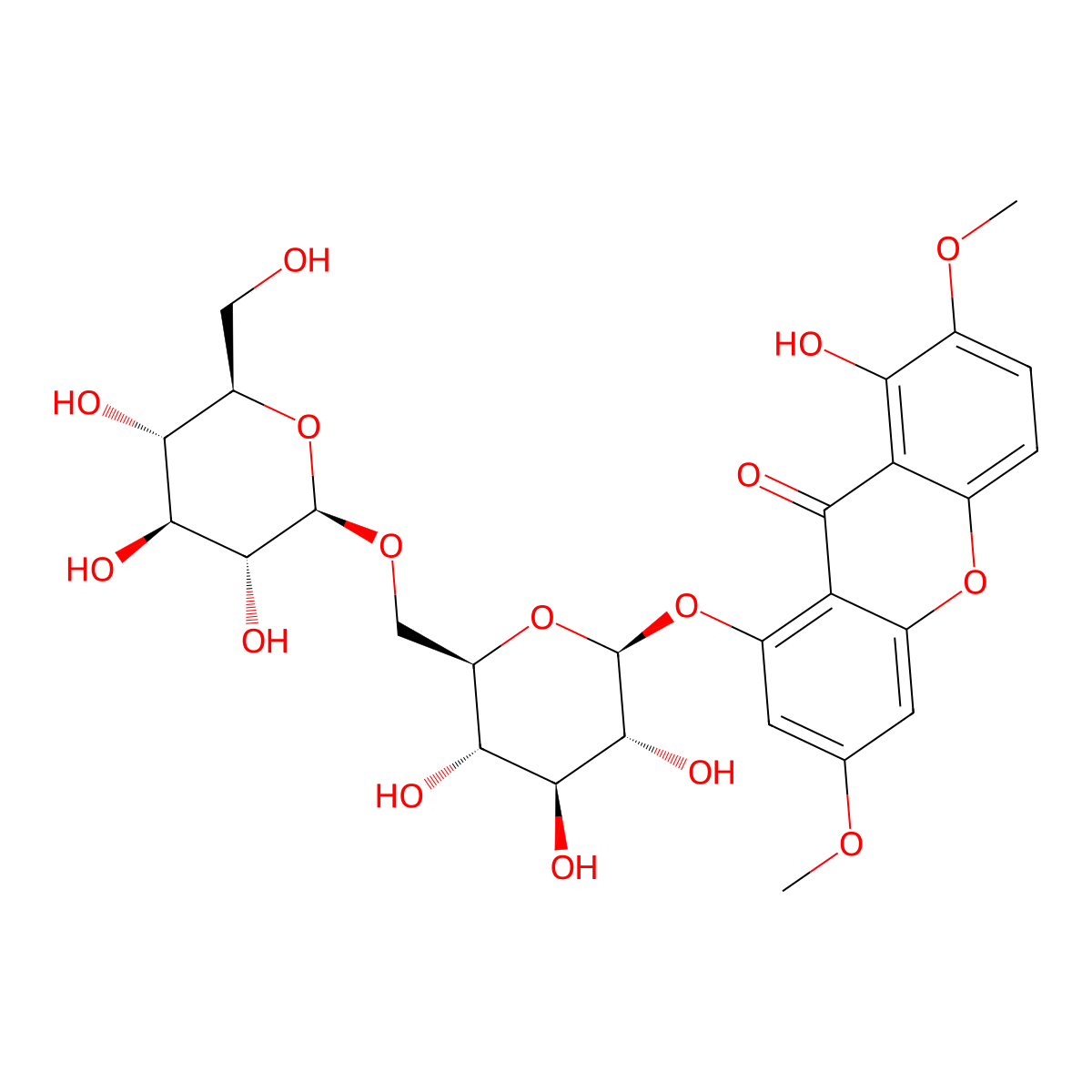 1-O-Gentiobiosyl-3,7-dimethoxy-8-hydroxyxanthone molecular structure, CAS 487040-33-5
