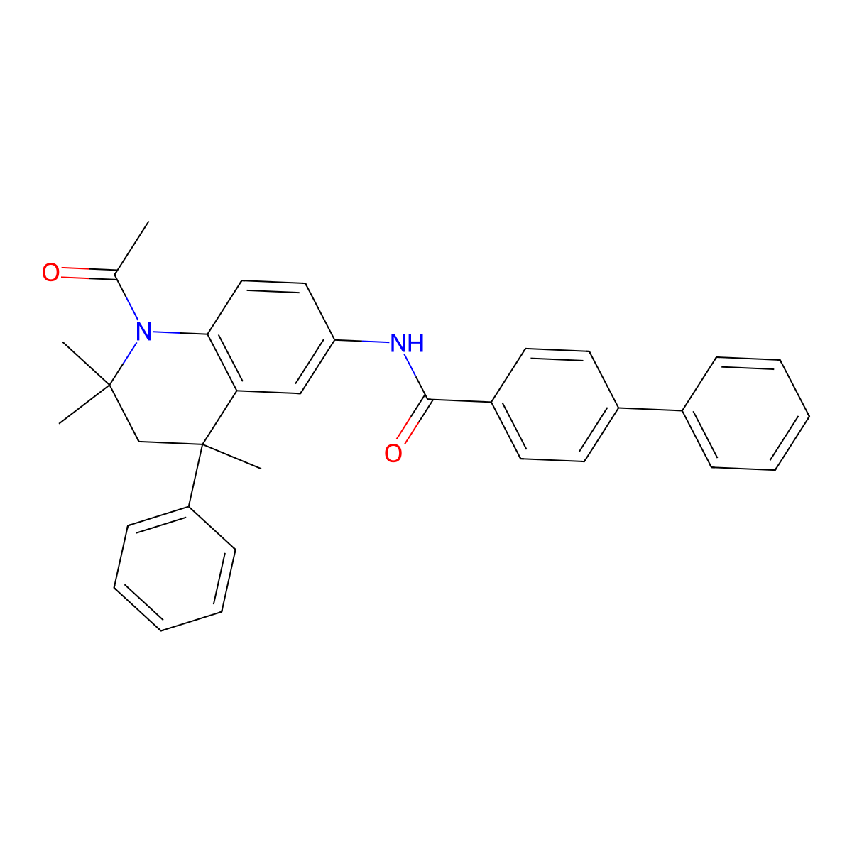 N-(1-Acetyl-2,2,4-trimethyl-4-phenyl-1,2,3,4-tetrahydroquinolin-6-YL)-[1,1'-biphenyl]-4-carboxamide molecular structure, CAS 487064-35-7