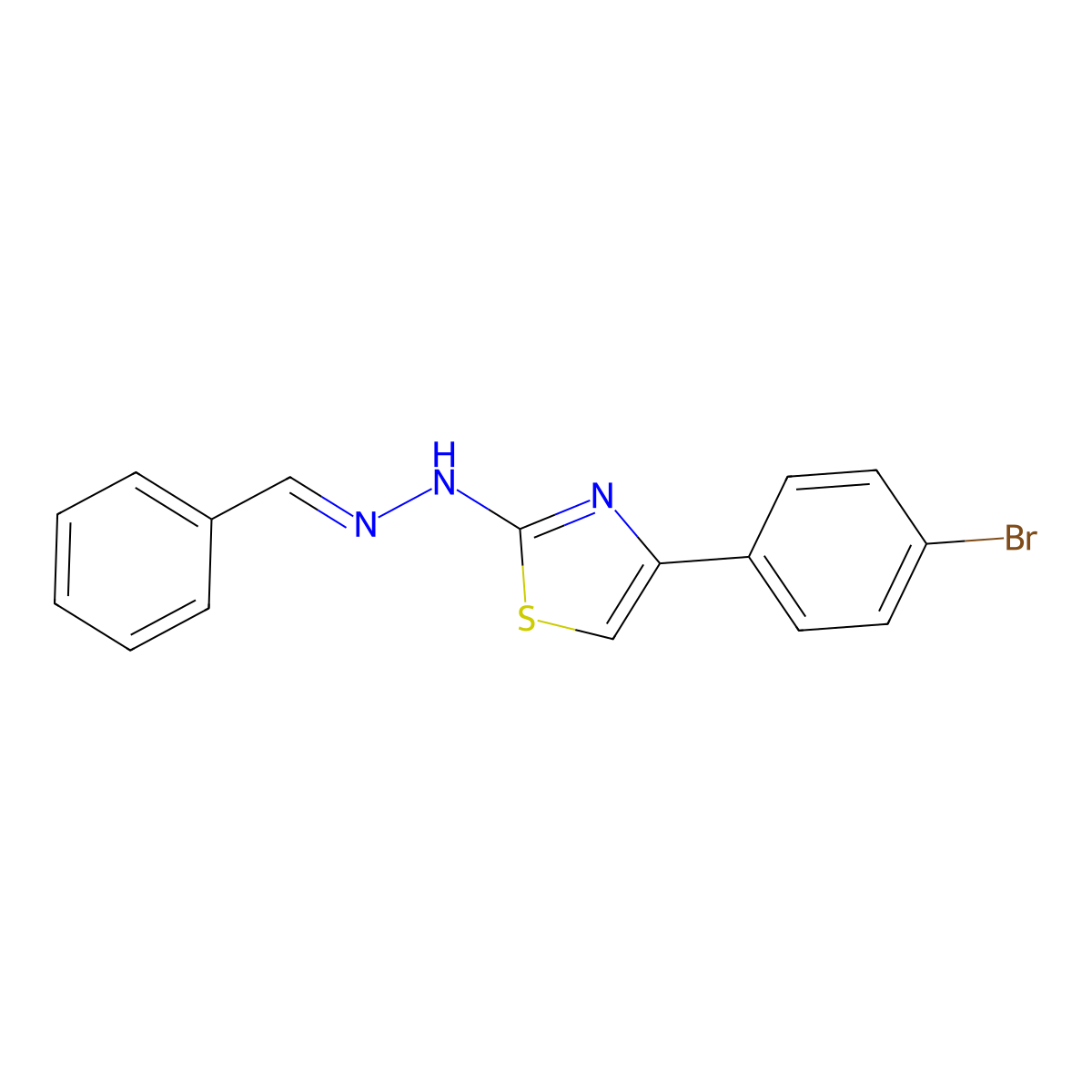 Benzaldehyde 2-[4-(4-bromophenyl)-2-thiazolyl]hydrazone molecular structure, CAS 4871-24-3