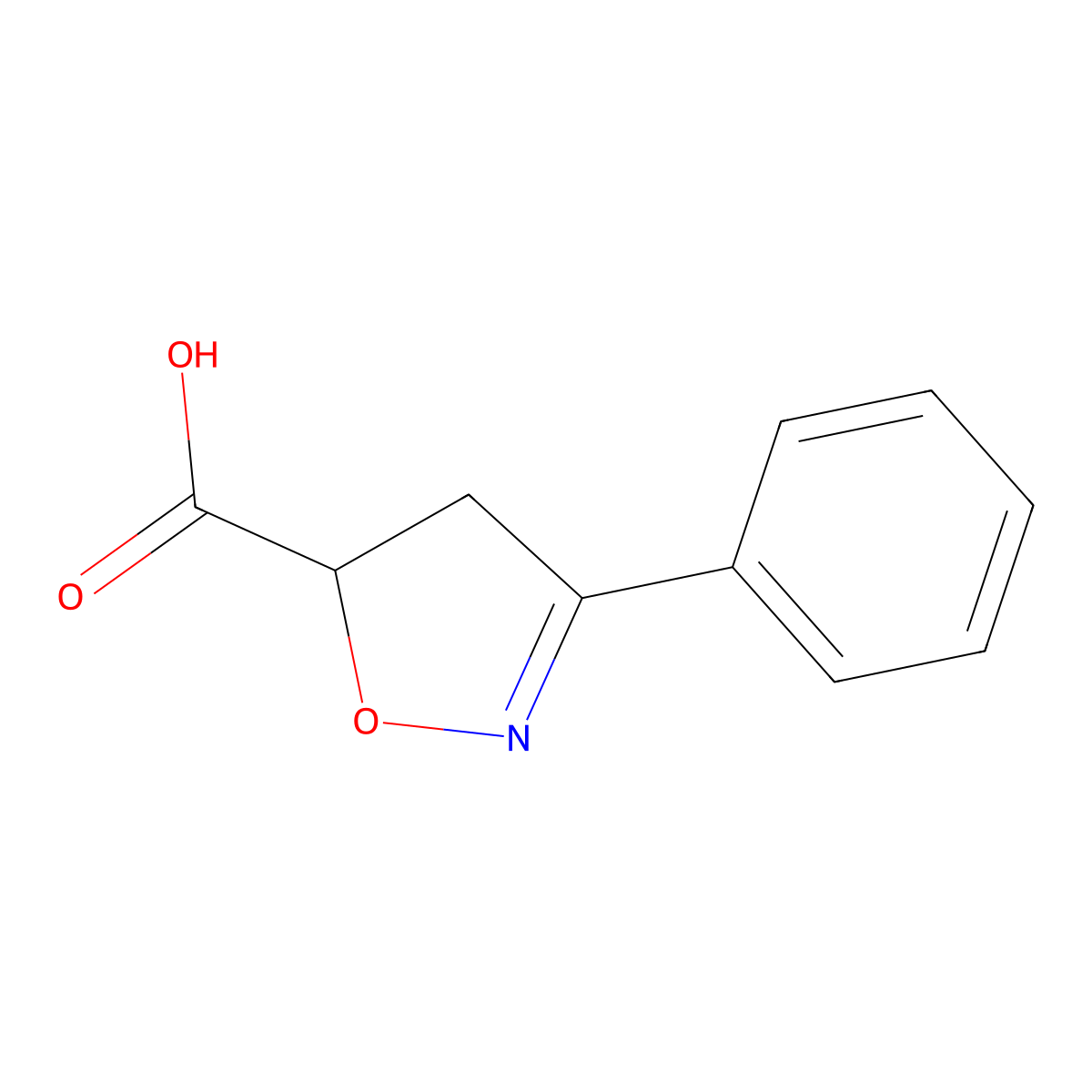 3-Phenyl-4,5-dihydroisoxazole-5-carboxylic acid molecular structure, CAS 4872-58-6