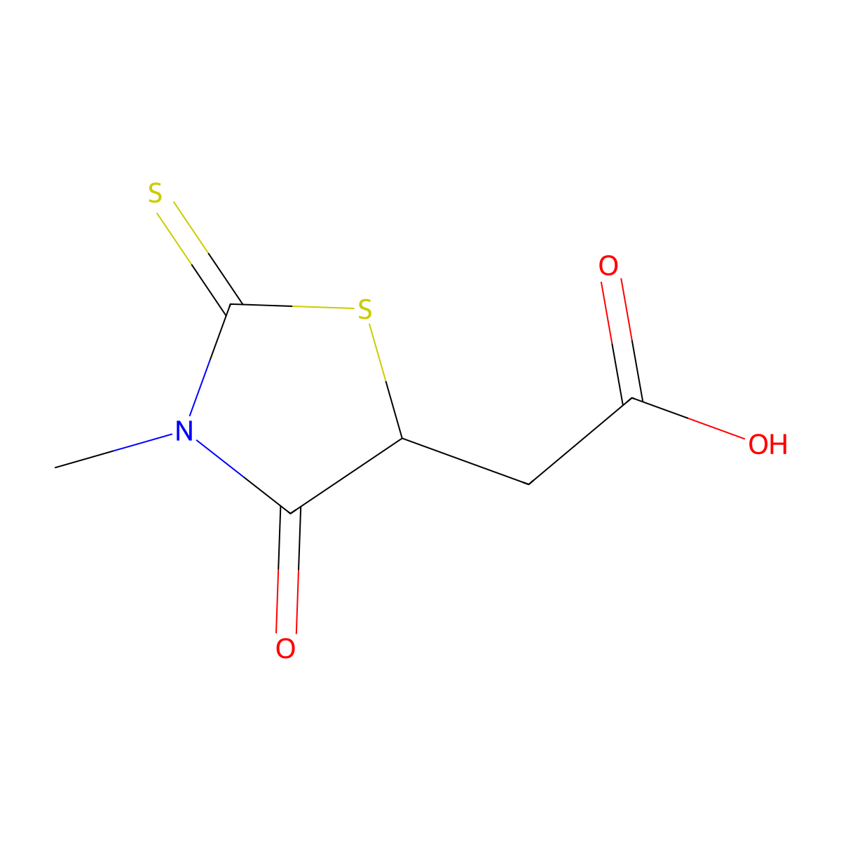 2-(3-Methyl-4-oxo-2-sulfanylidene-1,3-thiazolidin-5-yl)acetic acid molecular structure, CAS 4872-67-7