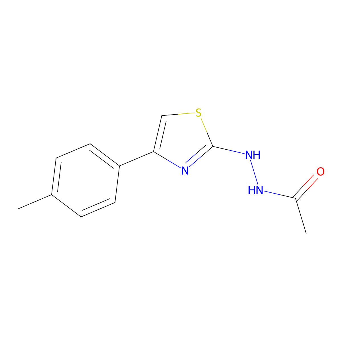 N'-[4-(4-methylphenyl)-1,3-thiazol-2-yl]acetohydrazide molecular structure, CAS 4872-74-6