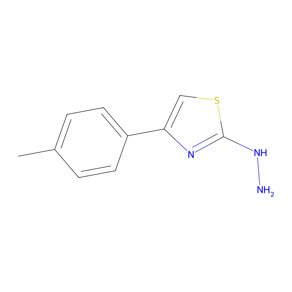 2-Hydrazinyl-4-(p-tolyl)thiazole molecular structure, CAS 4872-78-0