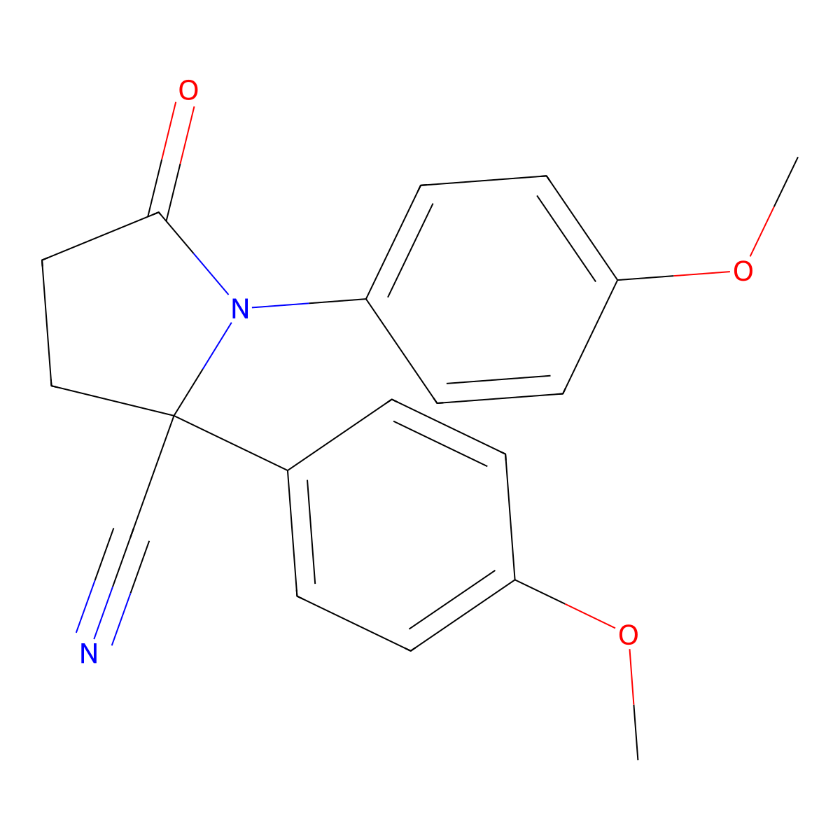 1,2-Bis(4-methoxyphenyl)-5-oxopyrrolidine-2-carbonitrile molecular structure, CAS 4872-97-3