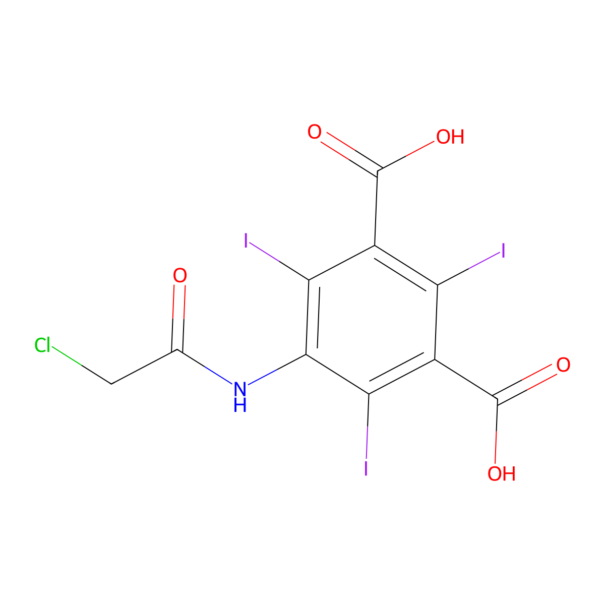 5-(2-Chloroacetamido)-2,4,6-triiodo-isophthalic Acid molecular structure, CAS 4873-45-4